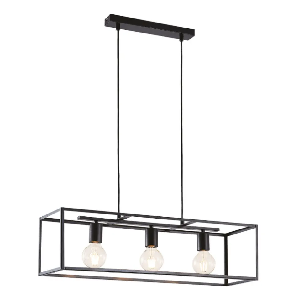 Lindby hengelampe Emily, 72 cm, svart, 3 lyskilder, metall