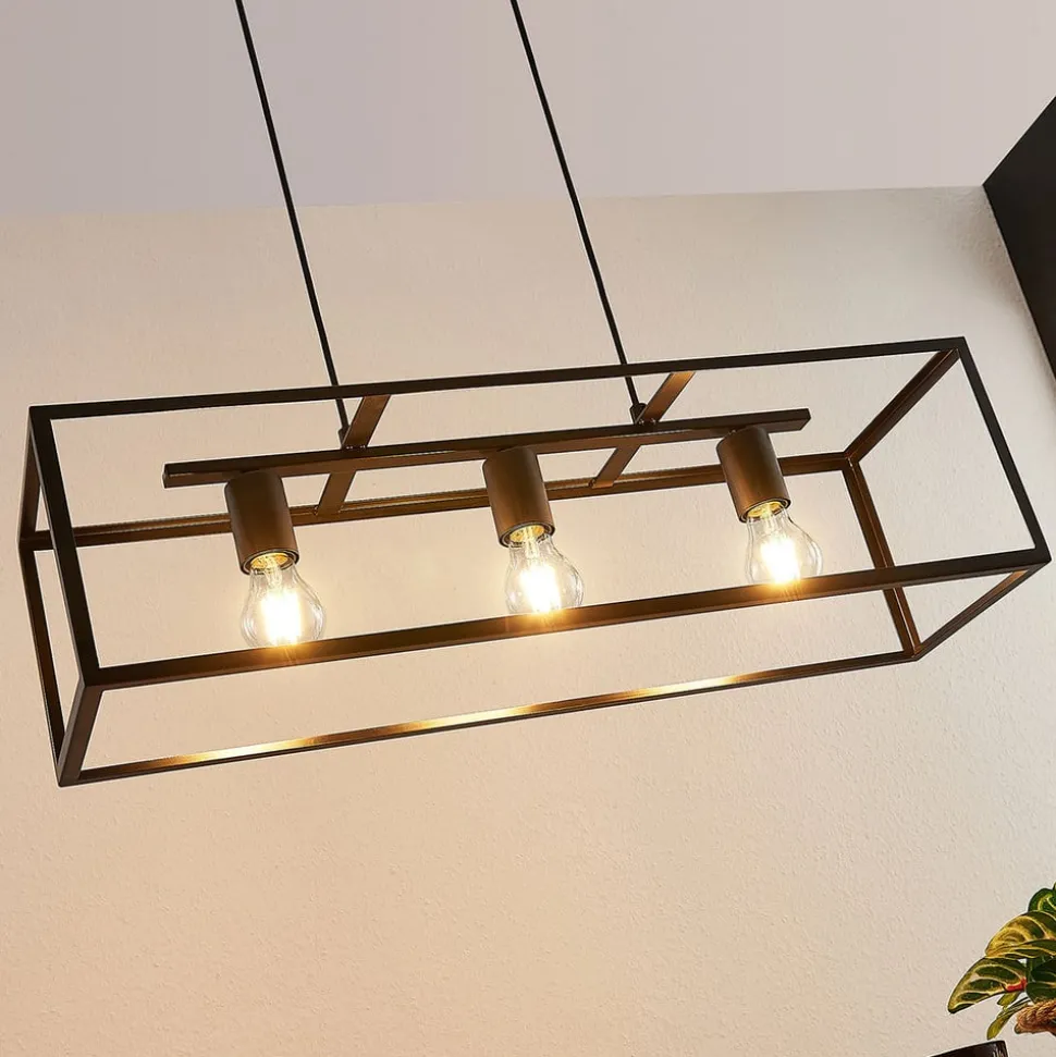 Lindby hengelampe Emily, 72 cm, svart, 3 lyskilder, metall