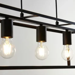 Lindby hengelampe Emily, 72 cm, svart, 3 lyskilder, metall
