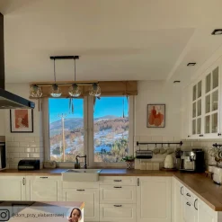 Lindby hengelampe Enrique, rav, 4 lyskilder, glass, tre, E27