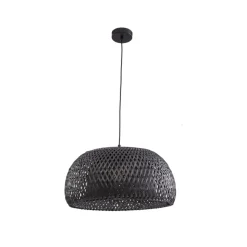 Lindby hengelampe Eskil, svart, bambus, Ø 46,5 cm