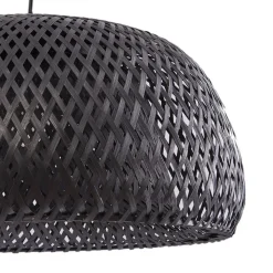 Lindby hengelampe Eskil, svart, bambus, Ø 46,5 cm