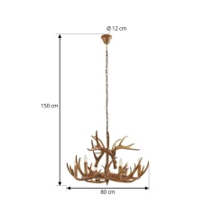 Lindby hengelampe Fibi, brun, gevir, 6 lyskilder E14
