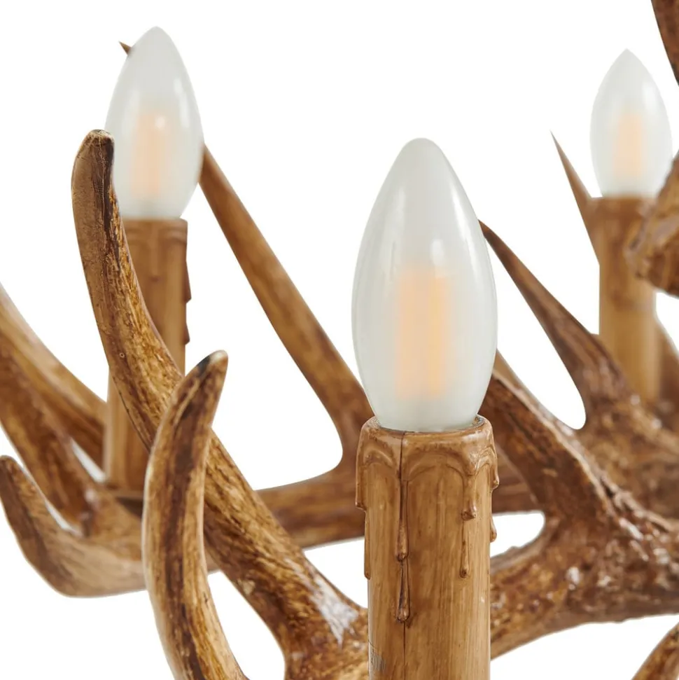 Lindby hengelampe Fibi, brun, gevir, 6 lyskilder E14