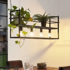 Lindby hengelampe Grisela, hylle, svart, metall, 120 cm