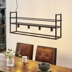 Lindby hengelampe Grisela, hylle, svart, metall, 120 cm