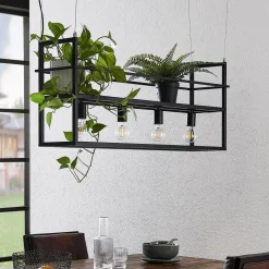 Lindby hengelampe Grisela, hylle, svart, metall, 120 cm