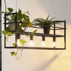 Lindby hengelampe Grisela, hylle, svart, metall, 120 cm