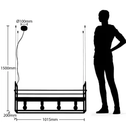Lindby hengelampe Grisela, hylle, svart, metall, 120 cm