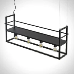 Lindby hengelampe Grisela, hylle, svart, metall, 120 cm