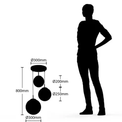 Lindby hengelampe Heleska, hvit, glass, 3 lyskilder, Ø 47cm