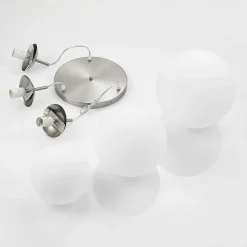 Lindby hengelampe Heleska, hvit, glass, 3 lyskilder, Ø 47cm