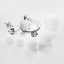 Lindby hengelampe Heleska, hvit, glass, 5 lyskilder, Ø 50 cm