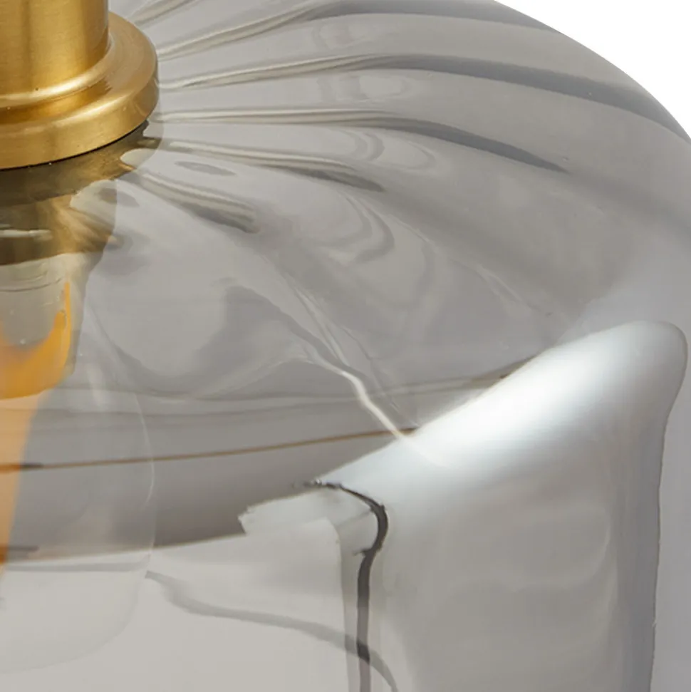 Lindby hengelampe Hildur, 5 lyskilder, røykgrå, glass