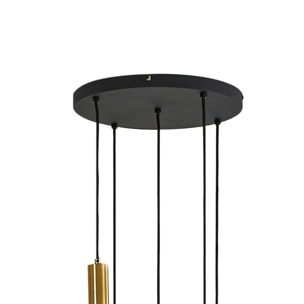 Lindby hengelampe Hildur, 5 lyskilder, røykgrå, glass