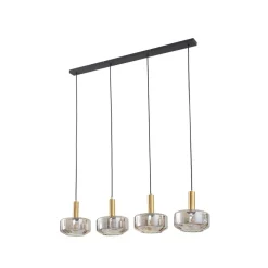 Lindby hengelampe Hildur, 4 lyskilder, 118 cm, røykgrå, glass