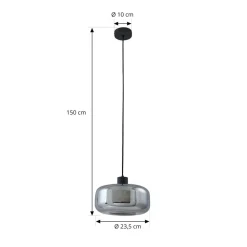 Lindby hengelampe Hildur, 1 lyskilde, Ø28,5 cm, røykgrå, glass
