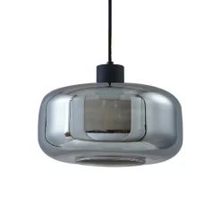 Lindby hengelampe Hildur, 1 lyskilde, Ø28,5 cm, røykgrå, glass