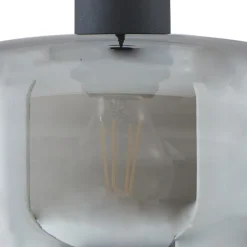 Lindby hengelampe Hildur, 1 lyskilde, Ø28,5 cm, røykgrå, glass