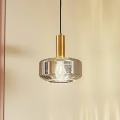 Lindby hengelampe Hildur, 1 lyskilde, Ø 22 cm, røykgrå, glass