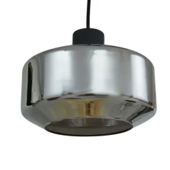 Lindby hengelampe Hildur, Ø 35 cm, røykgrå, glass, E27