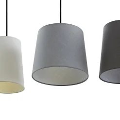 Lindby hengelampe Hinai, svart/grå/hvit, tekstil, 116 cm