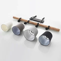 Lindby hengelampe Hinai, svart/grå/hvit, tekstil, 116 cm