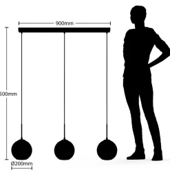 Lindby hengelampe Hiwana, røykgrå, glass, 3 lyskilder