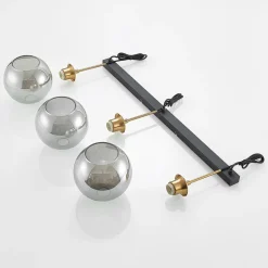 Lindby hengelampe Hiwana, røykgrå, glass, 3 lyskilder