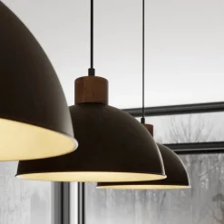 Lindby hengelampe Holgar, grå, 3 lyskilder, tre, metall, E27