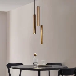 Lindby hengelampe Joffrey, Ø 24 cm, messing, 3 lyskilder, GU10