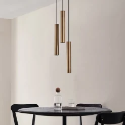 Lindby hengelampe Joffrey, Ø 24 cm, messing, 3 lyskilder, GU10