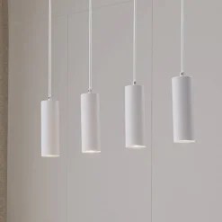 Lindby hengelampe Joffrey, 76 cm, hvit, 4 lyskilder, GU10