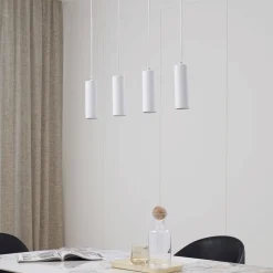 Lindby hengelampe Joffrey, 76 cm, hvit, 4 lyskilder, GU10