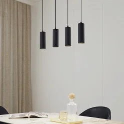 Lindby hengelampe Joffrey, 76 cm, svart, 4 lyskilder, GU10