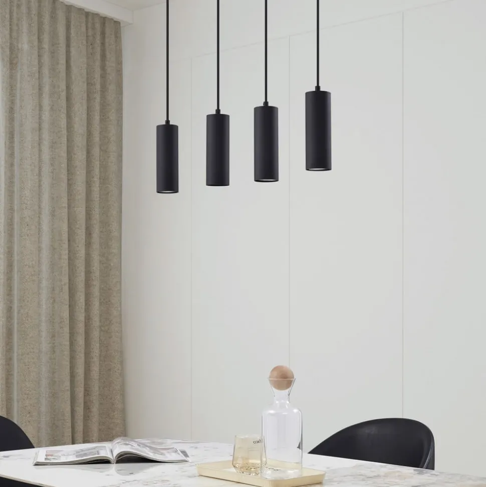 Lindby hengelampe Joffrey, 76 cm, svart, 4 lyskilder, GU10