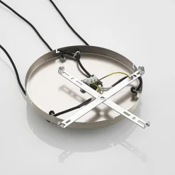 Lindby hengelampe Jurian, Ø 32 cm, 3 lyskilder, nikkel/opal, glass