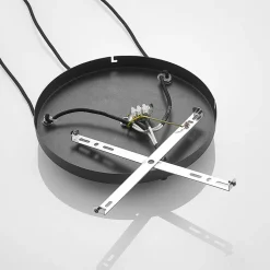 Lindby hengelampe Jurian, 32 cm, 3 lyskilder, svart/røyk, glass