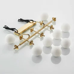 Lindby hengelampe Kiamo, 83 cm, messing, hvit, glass, G9