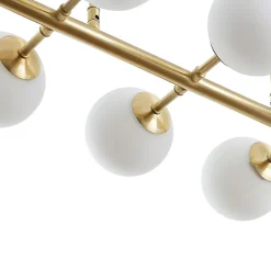 Lindby hengelampe Kiamo, 83 cm, messing, hvit, glass, G9