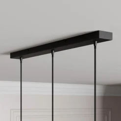 Lindby hengelampe Kourtney, 3 lyskilder, svart/grå, glass, E27