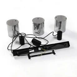 Lindby hengelampe Kourtney, 3 lyskilder, svart/grå, glass, E27