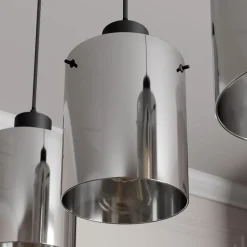 Lindby hengelampe Kourtney, 3 lyskilder, svart/grå, glass, E27