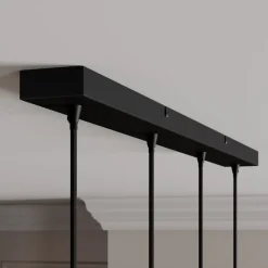 Lindby hengelampe Kourtney, 4 lyskilder, svart/grå, glass, E27