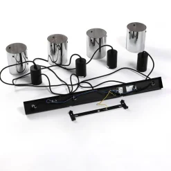 Lindby hengelampe Kourtney, 4 lyskilder, svart/grå, glass, E27