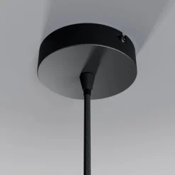 Lindby hengelampe Kourtney, Ø 15 cm, svart/grå, glass, E27