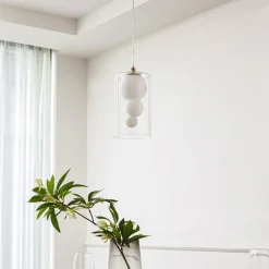 Lindby hengelampe Kupla, opal/klar, glass, 1 lyskilde, G9