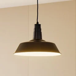 Lindby hengelampe Laylan, svart/hvit, Ø 36 cm, metall