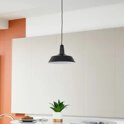 Lindby hengelampe Laylan, svart/hvit, Ø 36 cm, metall