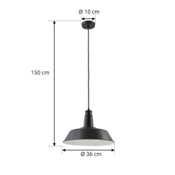 Lindby hengelampe Laylan, svart/hvit, Ø 36 cm, metall